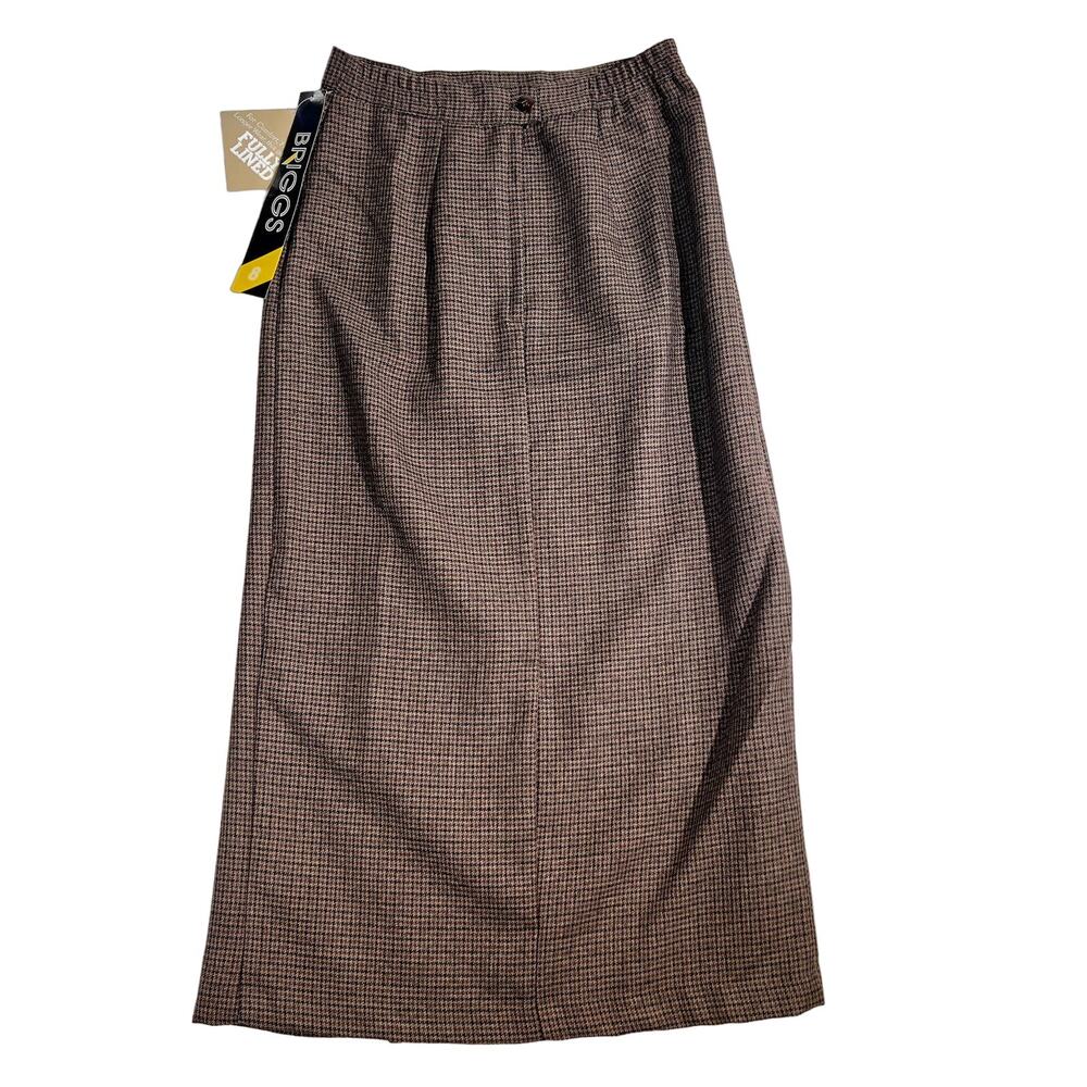 Briggs New York Pencil Skirt Maxi Sz 8 Brown Herringbone USA Lined Slit Rear Zip